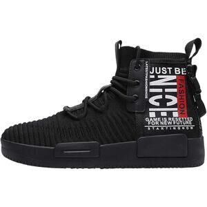 Runmaxx Mens Size 8 Black Sneakers Lace Up High Top Round Toe Skater Shoes